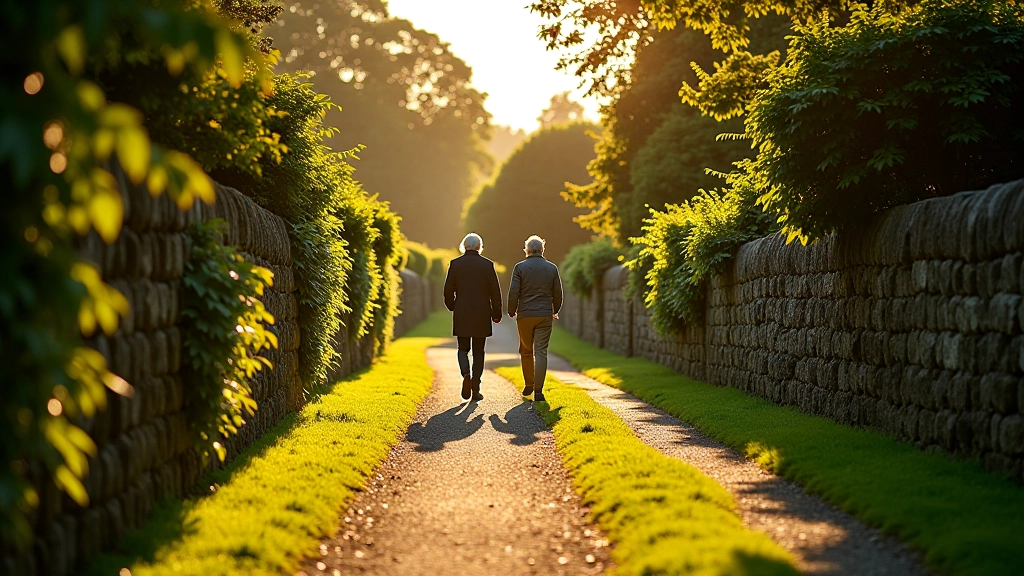 A scenic pathway through Kilkenny Castle Gardens with historic stone features